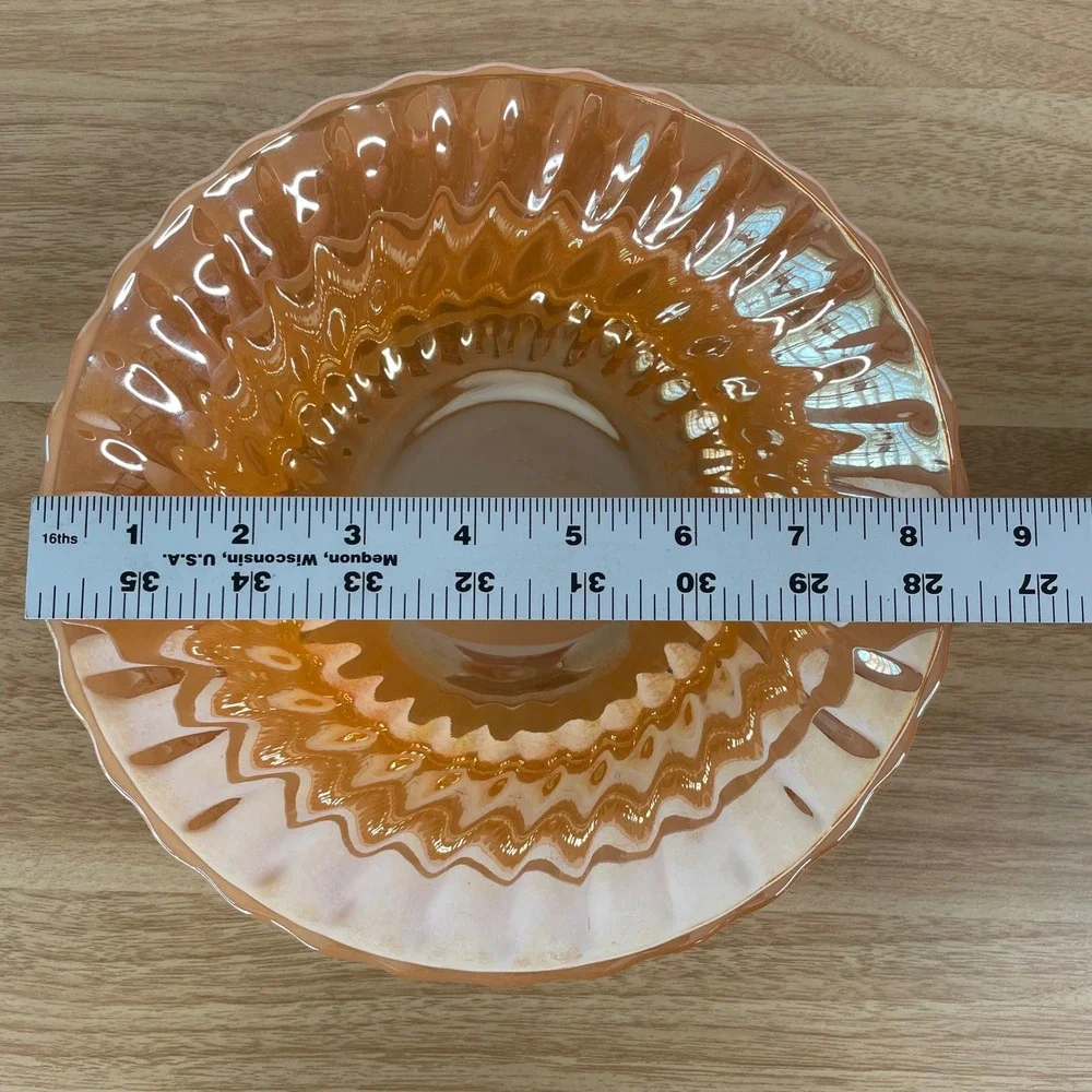 Fire-King Anchor Hocking Peach Lustre Swirl Bowl 7.5